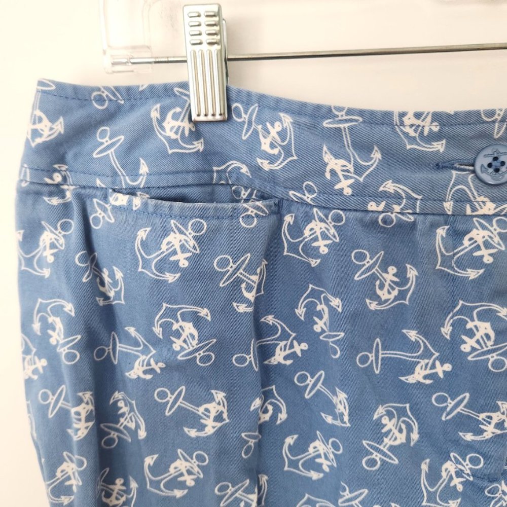 Vintage 90s Pendleton Anchor Print Pants Sz 14 Blue White Novelty Capri‎ Coastal - Picture 7 of 15